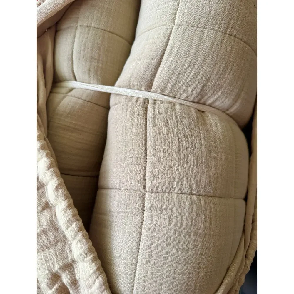 QUINCE Organic Cotton Gauze Box Quilt SET King/CAL KING Size in DUNE